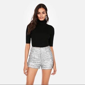 Express Super High Waisted Sequin Shorts